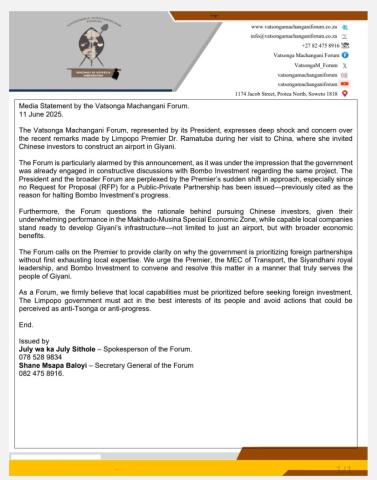 MEDIA STATEMENT 11 JUNE 2025